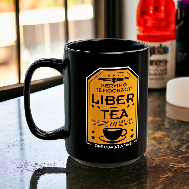 Liber-Tea Helldivers 2 Mug Morning Cup Of Liber-Tea Black Mug 11oz, 15oz image 7