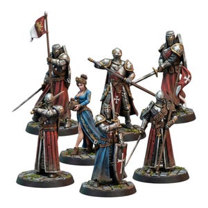 Templar Knight Miniatures | Resin 3D Printed DnD TTRPG Fantasy Pathfinder 32mm | Galaad Miniatures