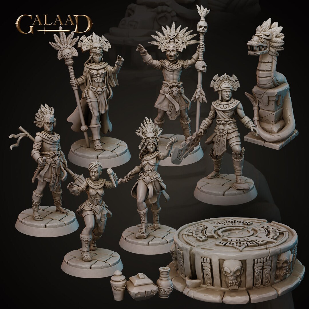 Aztec Miniatures (full Set) | Fantasy Miniature | Galaad Miniatures - Etsy