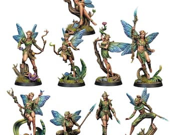 Elven Fairy Miniatures | Resin 3D Printed DnD TTRPG Fantasy Pathfinder 32mm | Galaad Miniatures
