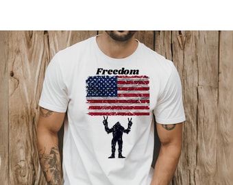 Sasquatch Bigüße T-Shirt: Retro USA Flagge Vaterländisches T-Shirt