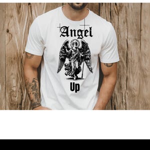 Angel Up Unisex T-Shirt, spirituelles Grafikshirt, Inspirational Geschenk, Casual Fashion, Engelsflügel T-Shirt