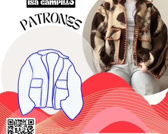 PDF Sewing Pattern Short Coat Jacket (Hand Sewn, Cover Fabric) / Sizes XS-XL / Suitable for Beginners