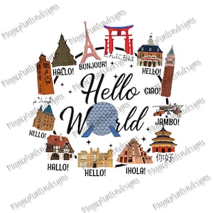 WDW Epcot SVG PNG "Hallo wereld" over de hele wereld, landen van Epcot, Epcot Ball, Epcot World, Epcot Park Design - Instant Download