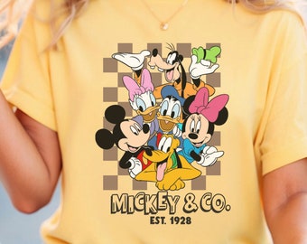 chemise vintage Mickey & Co 1928, chemise Mickey à carreaux Disney World, chemise vacances en famille, chemise voyage en famille, Mickey Mouse, Disney vintage