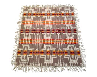Manta vintage Harding Beaver State Pendleton de la década de 1920 con flecos