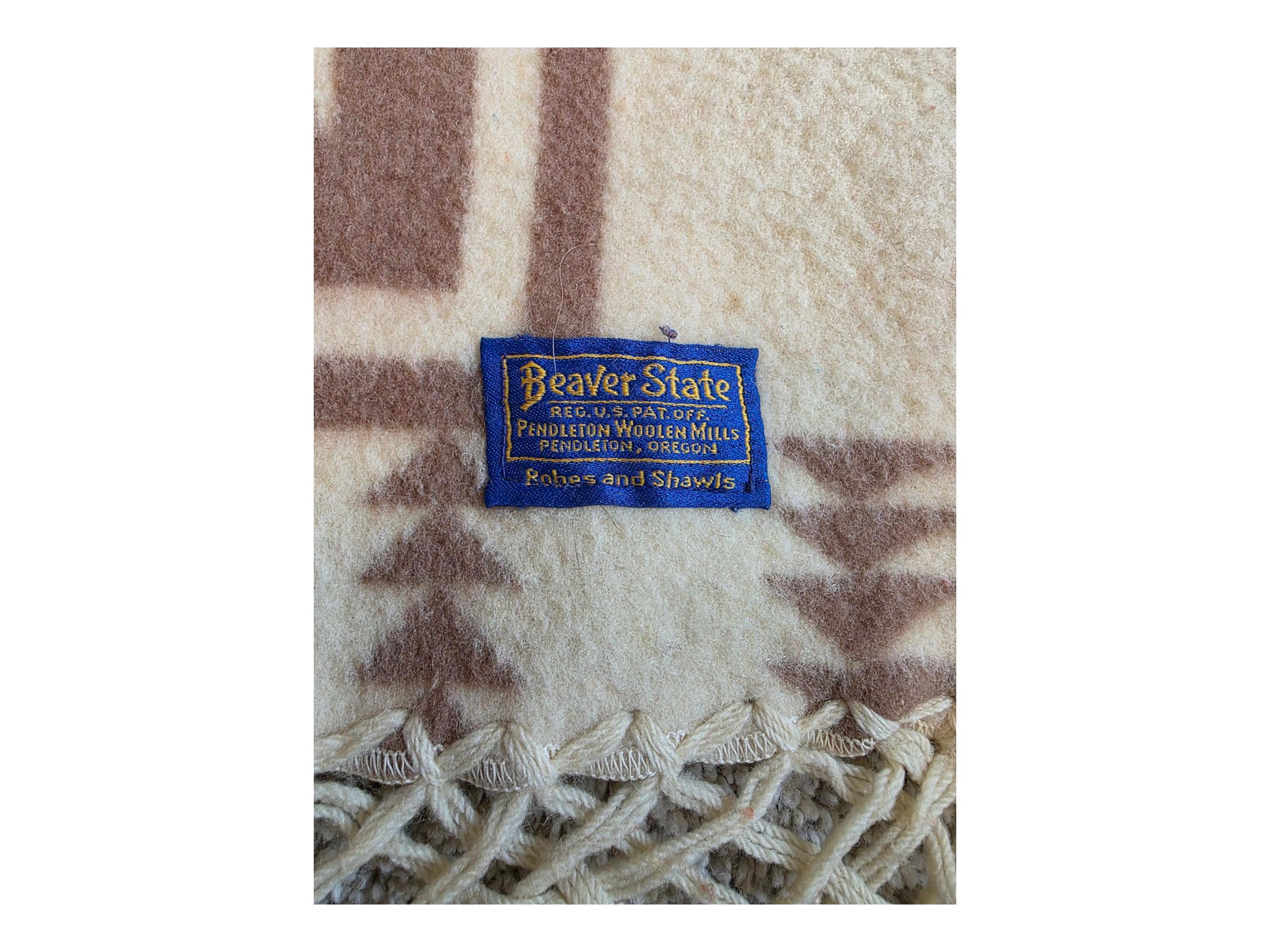 Beaver state マット PENDLETON Vintage 1920's Harding Beaver State Pendleton Blanket With Fringe