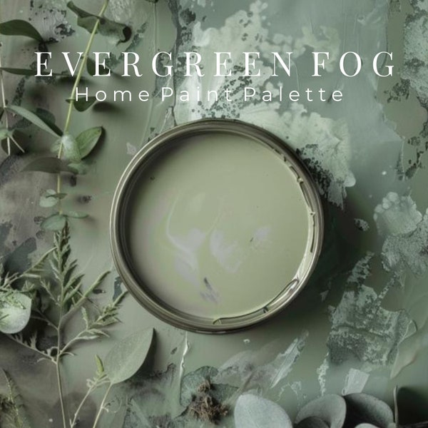 Sherwin-Williams Evergreen Fog  Home Paint Color Palette Guide (Digital Download) | DIY Home Interior Design & Improvement Tips