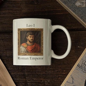 Emperor Leo I Vintage Portrait Ceramic Mug: Roman History Coffee Cup