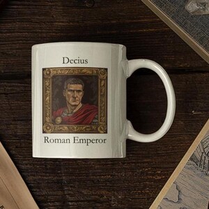 Emperor Decius Portrait Mug: Vintage Style Historical Coffee Cup