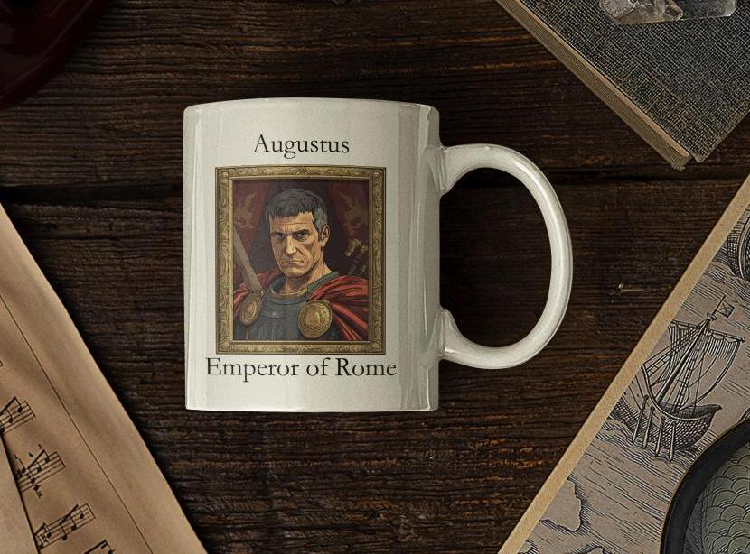 Emperor Augustus Portrait Mug: Ancient Rome History Gift
