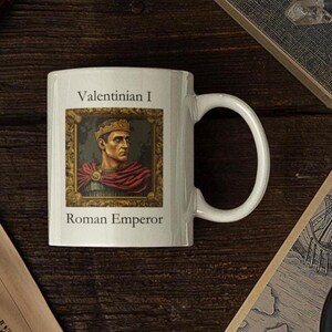 Emperor Valentinian I Ceramic Mug: Vintage Historical Portrait