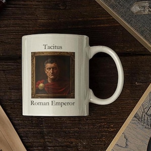 Emperor Tacitus Portrait Coffee Mug: Vintage Style Ceramic, History Lover Gift