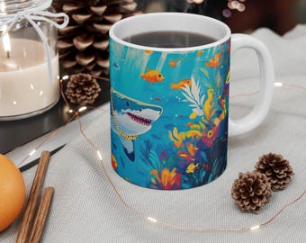 Shark Wrap Coffee Mug: Ocean-Themed Drinkware for Marine Enthusiasts