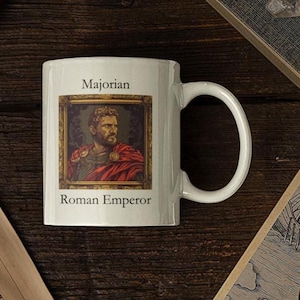 Emperor Majorian Ceramic Mug: Vintage Roman History Portrait Coffee Cup