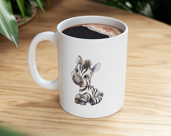 Taza de café con diseño de cebra bebé en acuarela, regalo para amantes de los animales