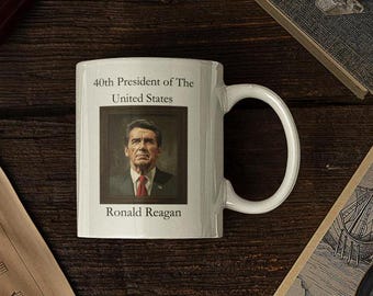 Ronald Reagan Portrait Coffee Mug: US President Gift