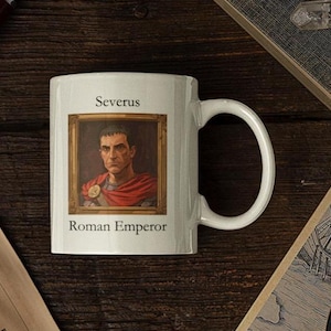 Emperor Severus Portrait Coffee Mug: Vintage Roman History Gift