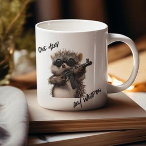 Tactical Hedgehog Graphic Coffee Mug: 2nd Amendment Patriotic Gift