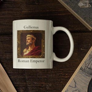 Emperor Gallienus Portrait Mug: Vintage Style Roman History Coffee Cup