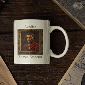 Emperor Aurelian Ceramic Mug: Vintage Roman Empire Portrait
