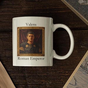 Emperor Valens Ceramic Mug: Vintage Roman History Coffee Cup