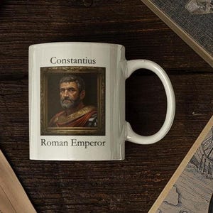 Emperor Constantius I Portrait Mug: Vintage Roman History Coffee Cup