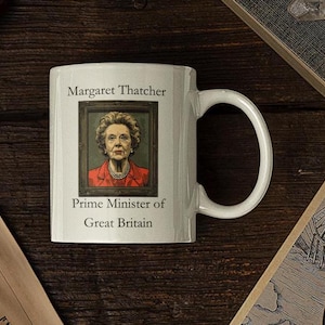 Margaret Thatcher Portrait Ceramic Mug, Conservative Gift, Political Leader Tea Cup, History Lover Decoration, Conservative Party