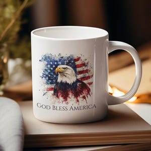 Patriotic Eagle Ceramic Coffee Mug: American Flag 4th of July