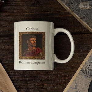 Emperor Carinus Portrait Mug: Vintage Roman History Coffee Cup