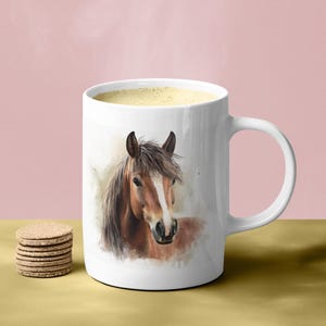 Rustic Horse Print Ceramic Mug, Equestrian Gift, Animal Lover&#39;s Mug, Cozy Home Decor, Farmhouse Style, 11oz