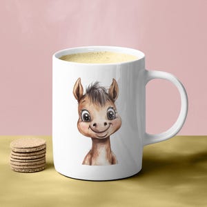 Cute Baby Horse Coffee Mug - Watercolor Art, Adorable Gift for Horse Lovers, Unique Home Decor, Ceramic Drinkware