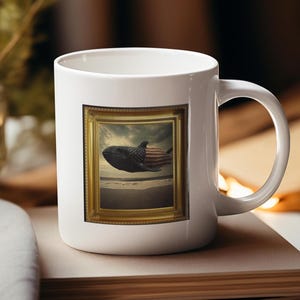 Patriotic Whale Ceramic Mug: Funny Nautical Coffee Cup