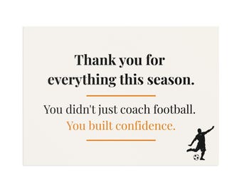 Carte de remerciement pour entraîneur de football — Carte de fin de saison pour entraîneur de football — Football de base — Cadeau pour entraîneur de football junior