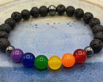 Rainbow Jade Semiprecious Gem Bracelet