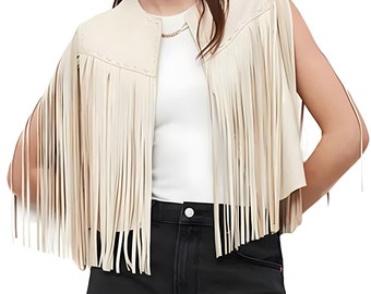 Western Fringe Vest Suede Fringe Vest Cowgirl Clothing Hippie Leather Vest Southwestern Western Vintage Fringed Suede Vest handmade