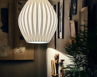 Lámpara colgante pequeña Palm, estilo candelabro, impresa en 3D, con bombilla Edison E26.