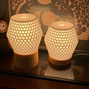 Honeycomb 3D Printed Lamp, Edison Lamp, Groovy Lamp, Cool Lamp, Colorful Lamp, Warm Glow Lamp, Mood Lamp, Side Table Lamp, Small Lamp, Bedside Lamp, Cool Lamp, Groovy Lamp, Colorful Lamp, Custom Lamp, Gift Lamp, 3D Printed Cool Gift, Edison Bulb Lamp