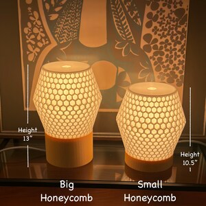 Honeycomb 3D Printed Lamp, Edison Lamp, Groovy Lamp, Cool Lamp, Colorful Lamp, Warm Glow Lamp, Mood Lamp, Side Table Lamp, Small Lamp, Bedside Lamp, Cool Lamp, Groovy Lamp, Colorful Lamp, Custom Lamp, Gift Lamp, 3D Printed Cool Gift, Edison Bulb Lamp