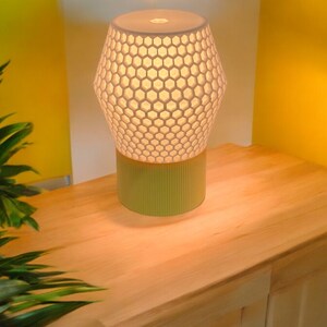 Honeycomb 3D Printed Lamp, Edison Lamp, Groovy Lamp, Cool Lamp, Colorful Lamp, Warm Glow Lamp, Mood Lamp, Side Table Lamp, Small Lamp, Bedside Lamp, Cool Lamp, Groovy Lamp, Colorful Lamp, Custom Lamp, Gift Lamp, 3D Printed Cool Gift, Edison Bulb Lamp