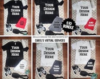 Spring Summer Athletic Tee and Shorts Flat Lay Mock Up, Womens Shorts Digital Mock Up, Cheer Shorts and Tee Digital Mock