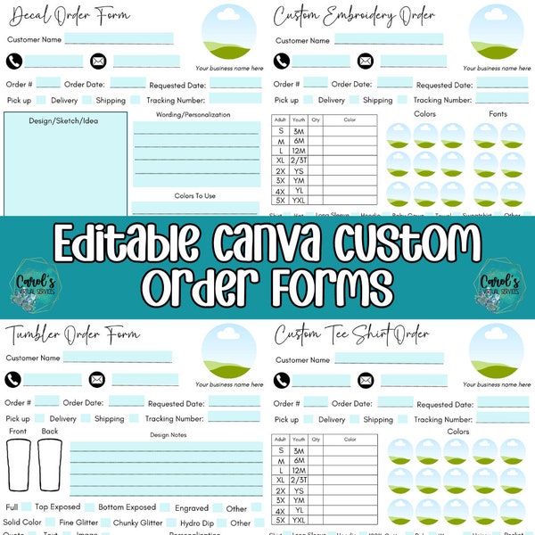 Embroidery Order Form Template - Etsy