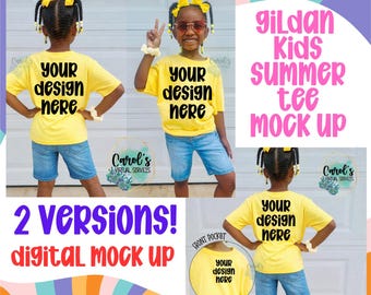 Girls Youth Summer Comfort Colors Lagoon Blue Digital Mock Up - Diveristy African American Model Mock Up - Girls Spring Tee