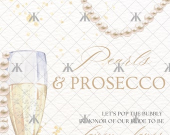 Pearls and Prosecco Invitation Template Bridal Shower Invites Minimal ...