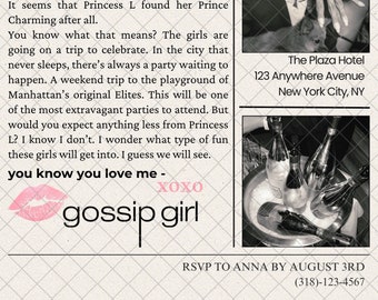 XOXO Gossip Girl Bachelorette Party Invitation