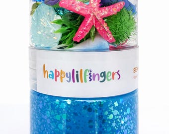 Blue Play Dough Sensory Jar, Under the Sea Creatures, Kids Party Favor