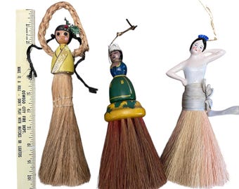 CHOICE, Vintage Wood or Ceramic Large Half-doll Vanity Whisk Brooms
