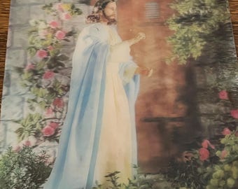 Vintage 1972 Holographic 3D image known as "Light of the World"/#1207 Christ Knocking at the door. Plus Bonus picture!