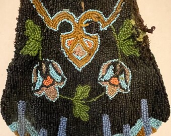 Antique Damaged Beaded Bag for parts, beads, repair. AS IS.
