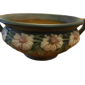 Large Roseville DAHLROSE Pottery Oval Jardiniere Planter 4-1/2&quot; Tall x 10-1/2&quot; Wide, #?, No label